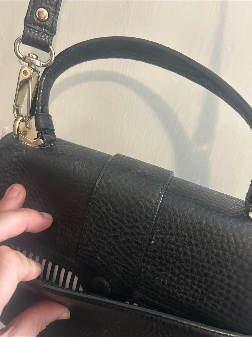 kate spade Black Pebbled Leather Satchel with Top Handle